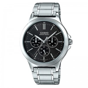 Casio MTP-V300D-1AUDF Silver Black Steel Day Date
